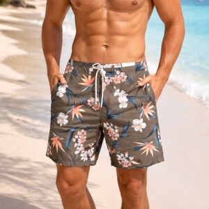 American Eagle Board Short Men L 9" Floral Tropical Swim Trunk Beach Surf Resort